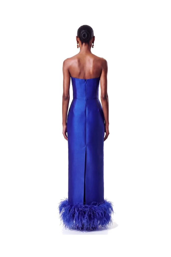 Vestido New Alba Longo Plumas Barra