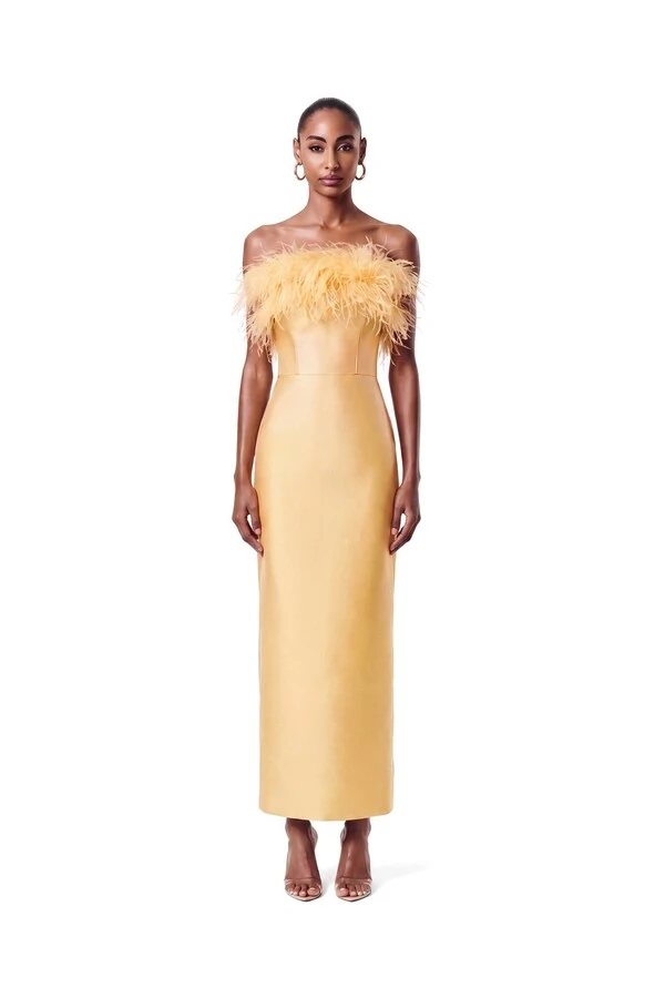 Vestido New Alba Midi Plumas Top