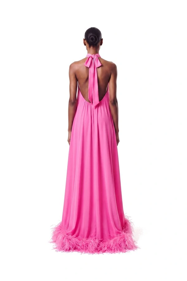 Vestido Violeta Plumas
