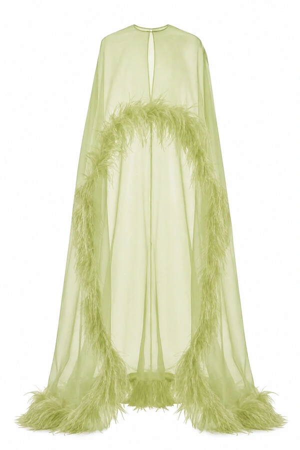Capa Longa com Plumas