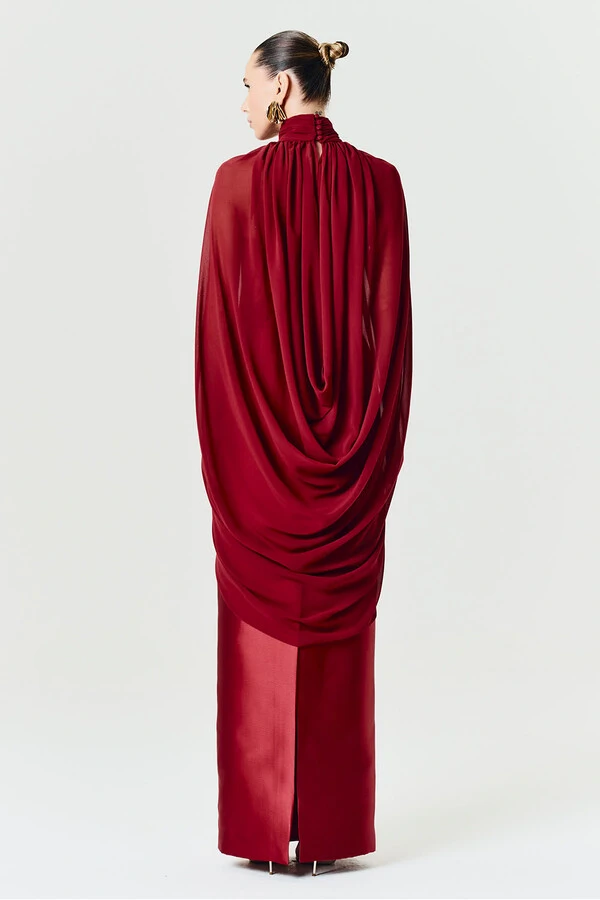 Vestido Alba Longo Com Capa Sophie