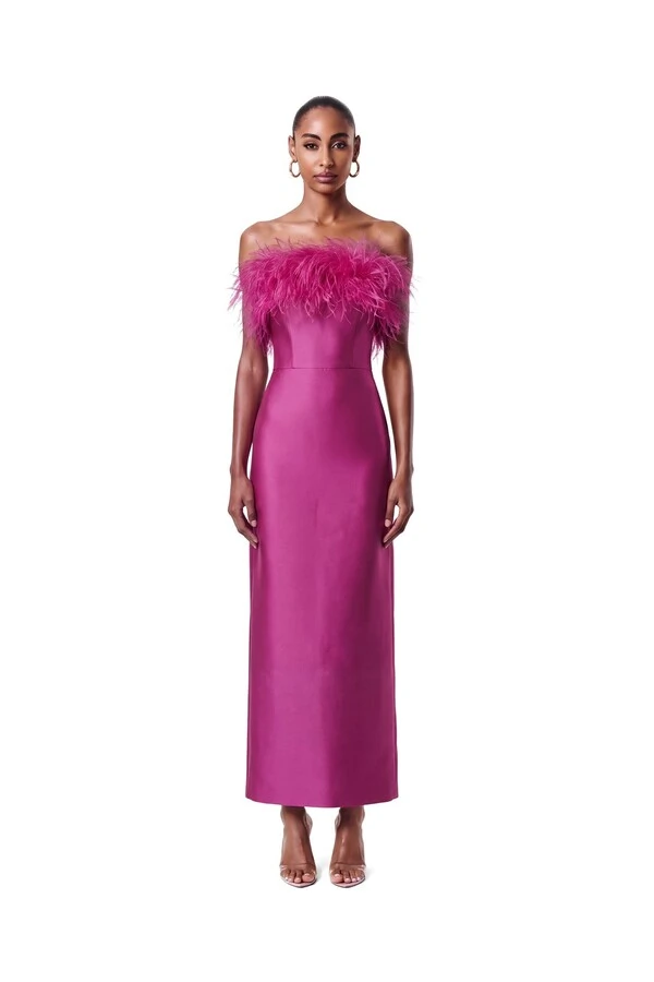 Vestido New Alba Midi Plumas Top