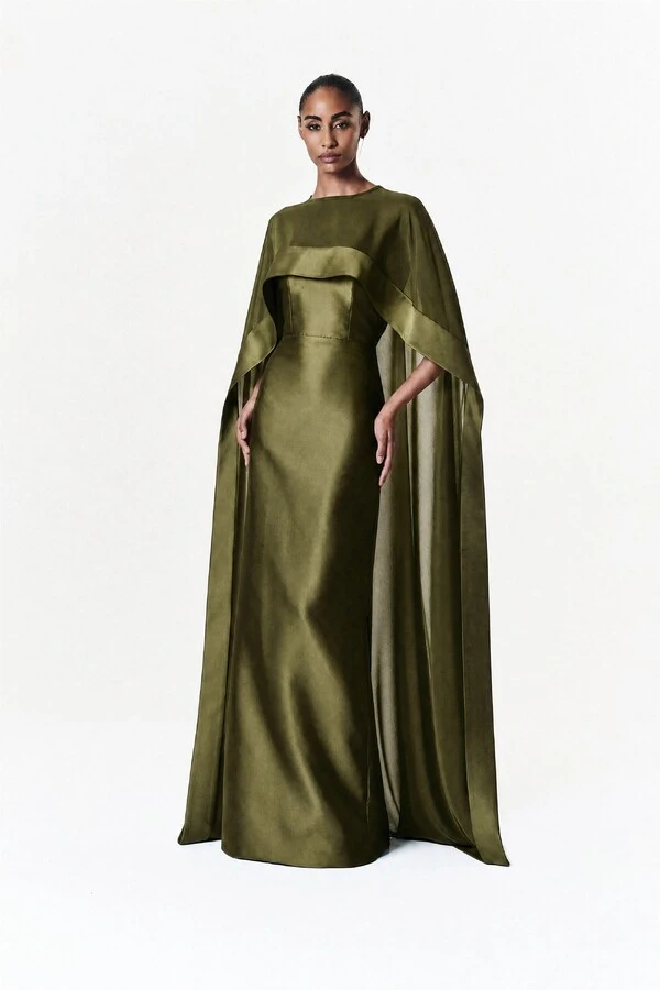Vestido Alba Longo Com Capa Catarina Longa