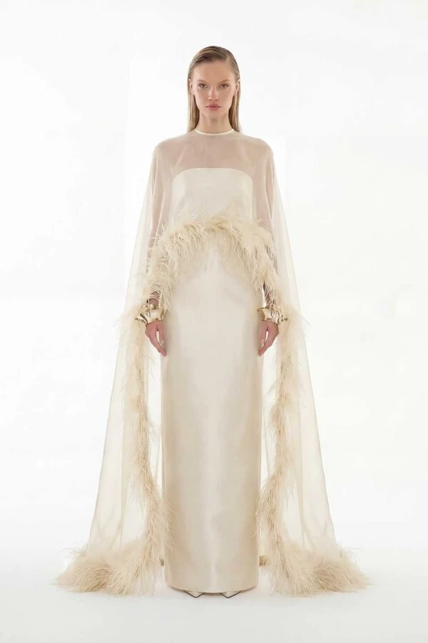 Vestido Alba com Capa Longo Bridal