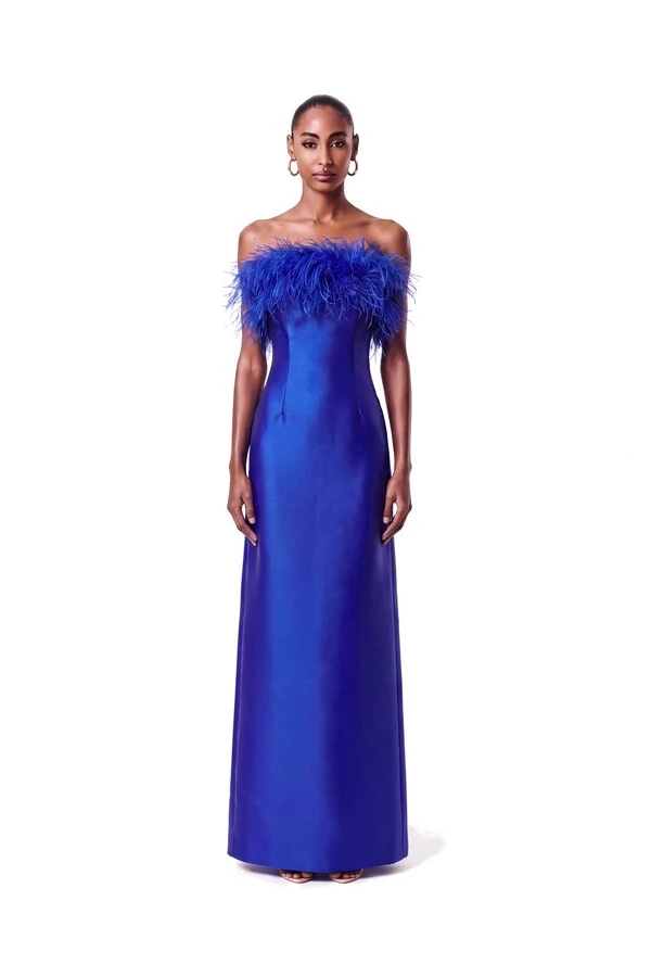 Vestido New Alba Longo Plumas Top