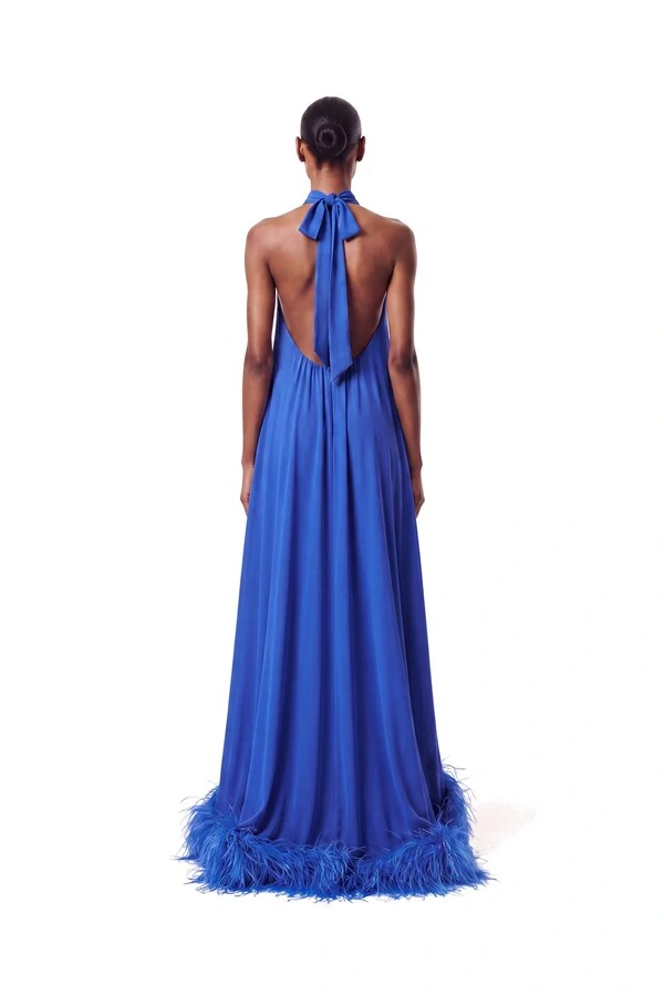 Vestido Violeta Plumas