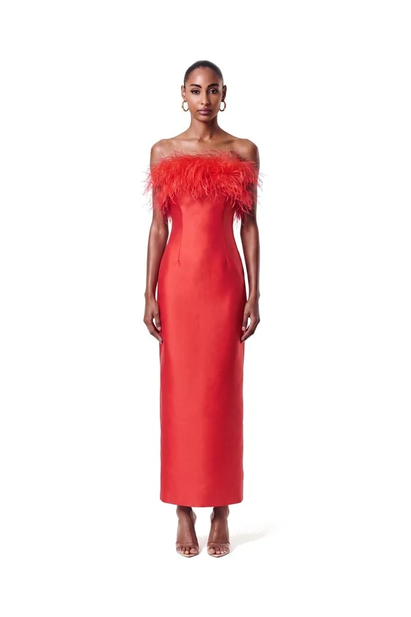 Vestido New Alba Midi Plumas Top