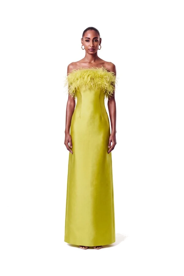 Vestido New Alba Longo Plumas Top