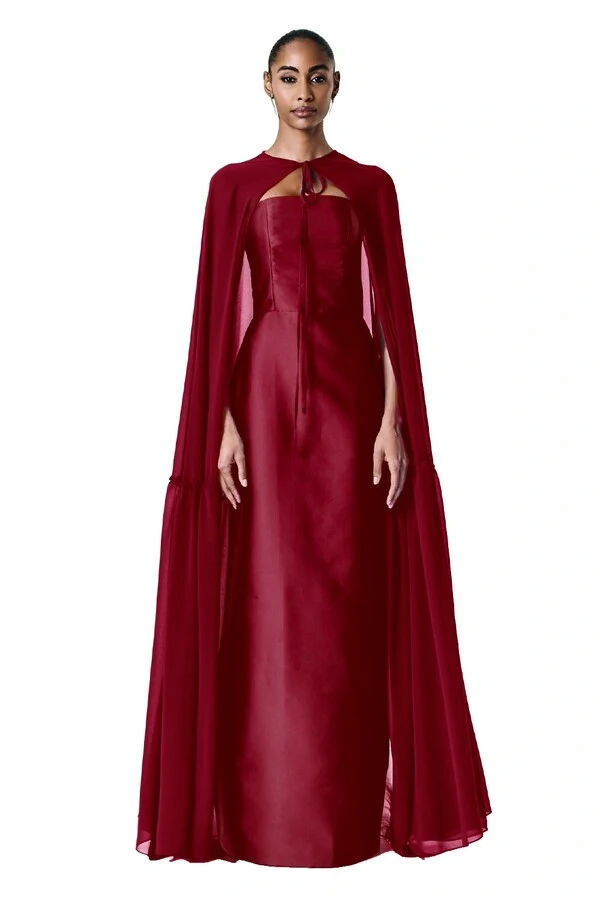 Vestido Alba Longo Com Capa Eleonora