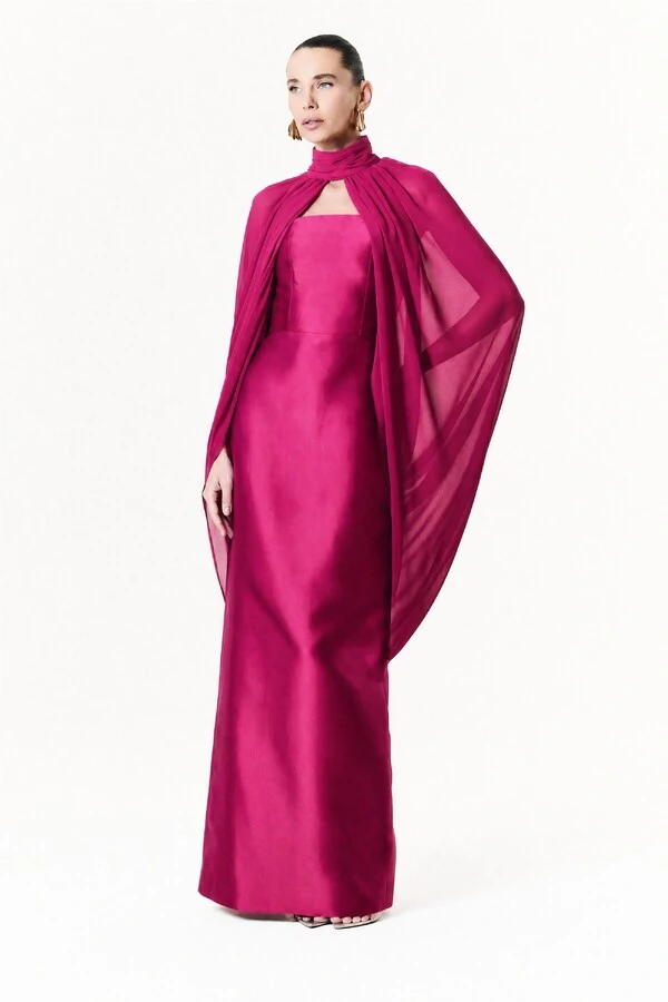 Vestido Alba Longo Com Capa Sophie