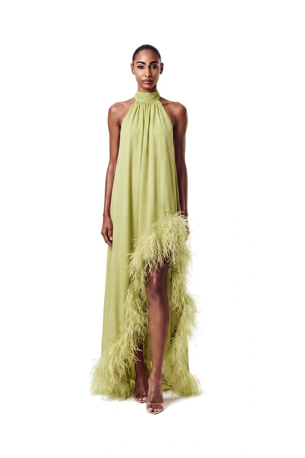 Vestido Violeta Plumas