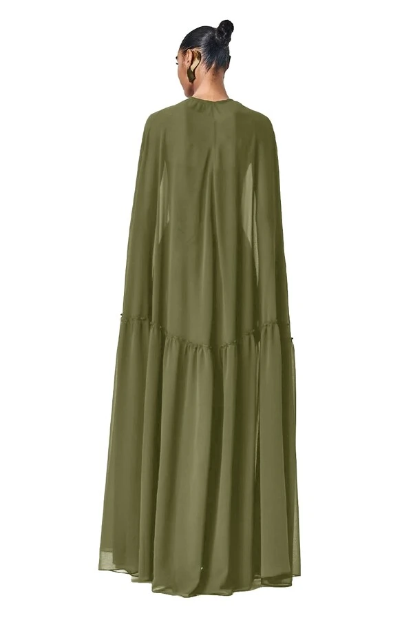 Vestido Alba Longo Com Capa Eleonora