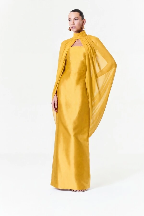 Vestido Alba Longo Com Capa Sophie