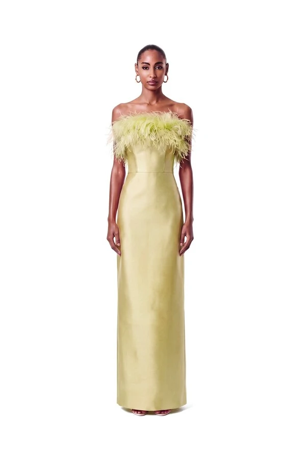 Vestido New Alba Longo Plumas Top