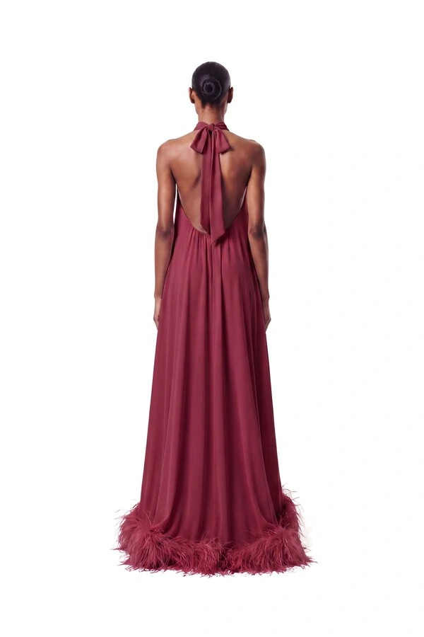 Vestido Violeta Plumas