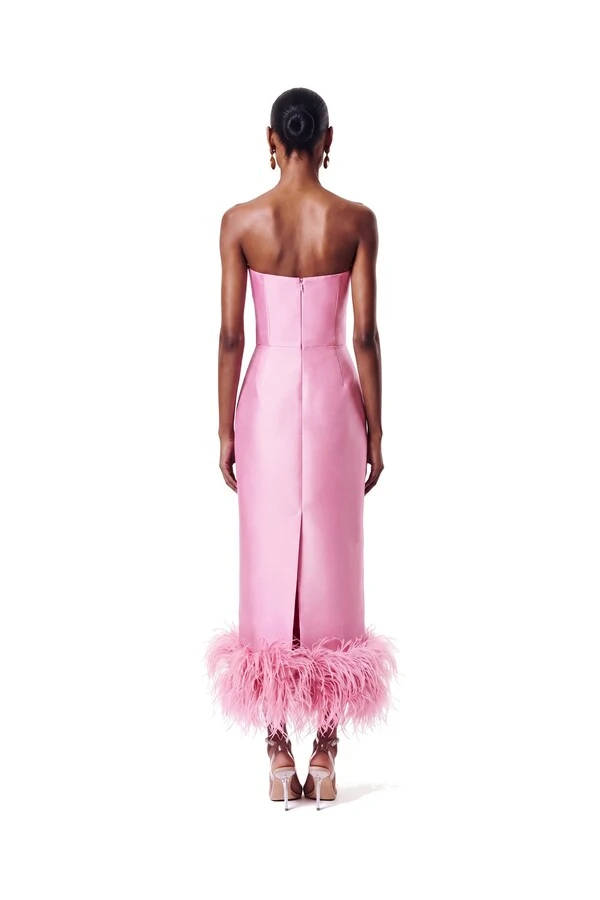 Vestido New Alba Midi Plumas Barra