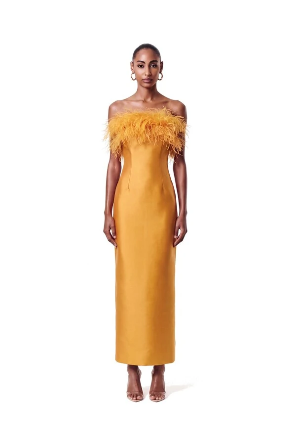 Vestido New Alba Midi Plumas Top