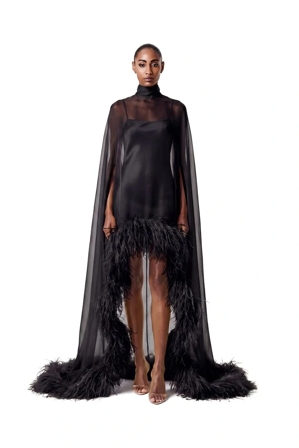 Vestido Fênix Mullet Plumas