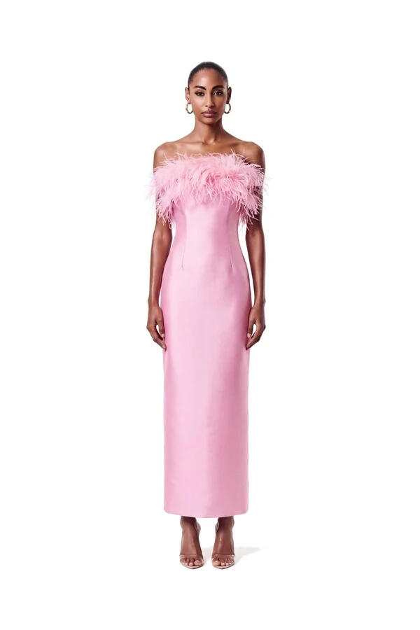 Vestido New Alba Midi Plumas Top