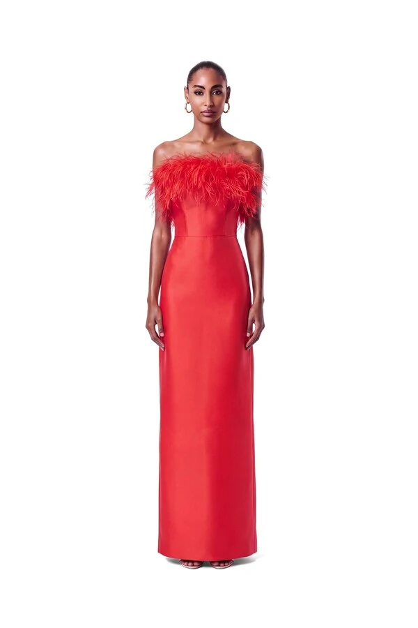 Vestido New Alba Longo Plumas Top