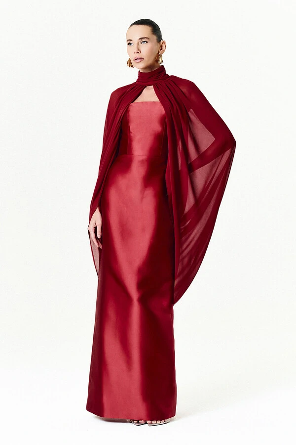 Vestido Alba Longo Com Capa Sophie