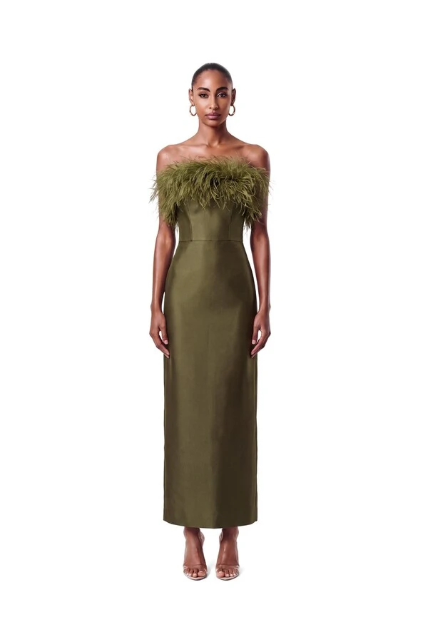 Vestido New Alba Midi Plumas Top
