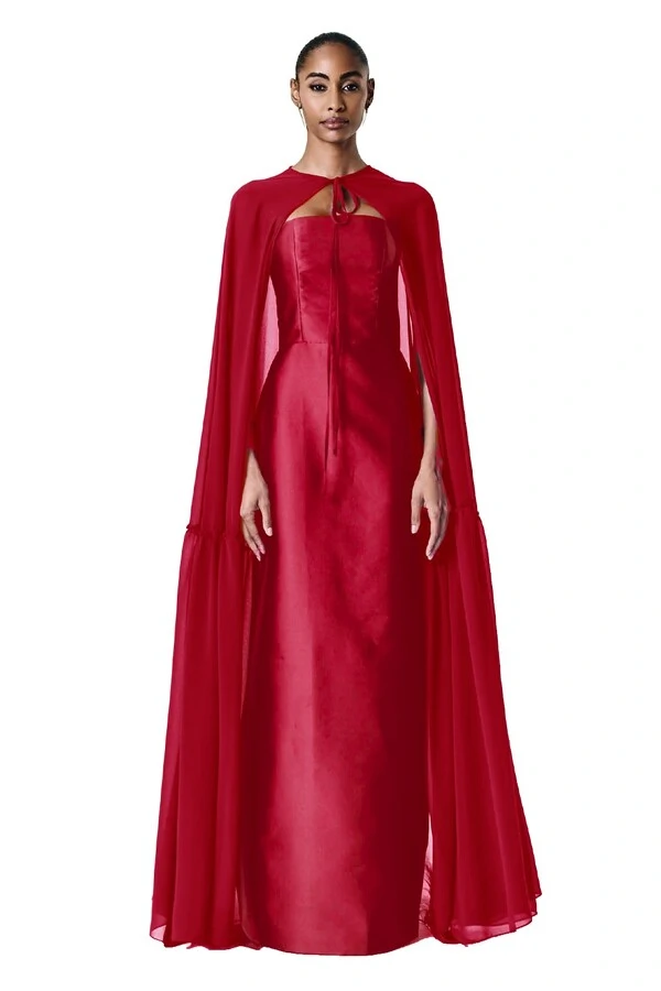 Vestido Alba Longo Com Capa Eleonora