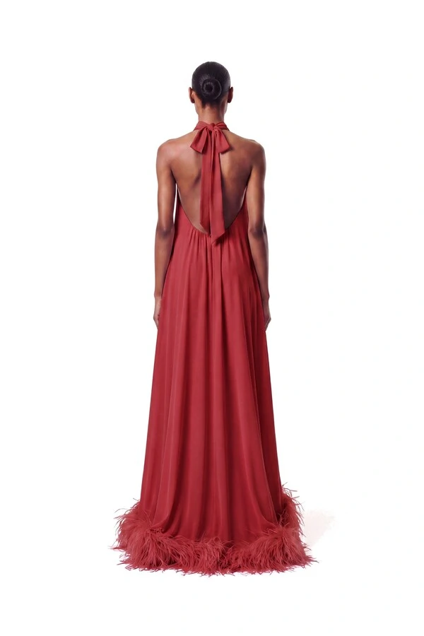 Vestido Violeta Plumas