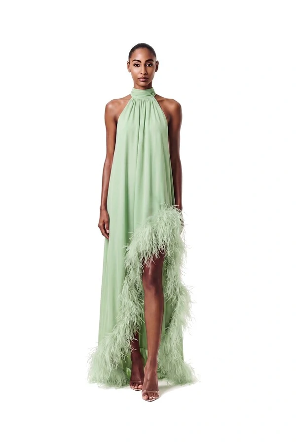Vestido Violeta Plumas