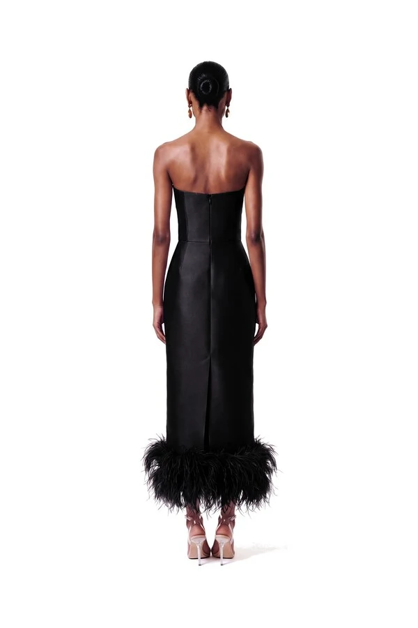 Vestido New Alba Midi Plumas Barra