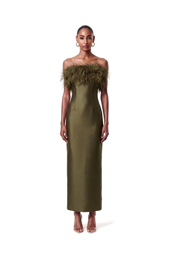 Vestido New Alba Midi Plumas Top