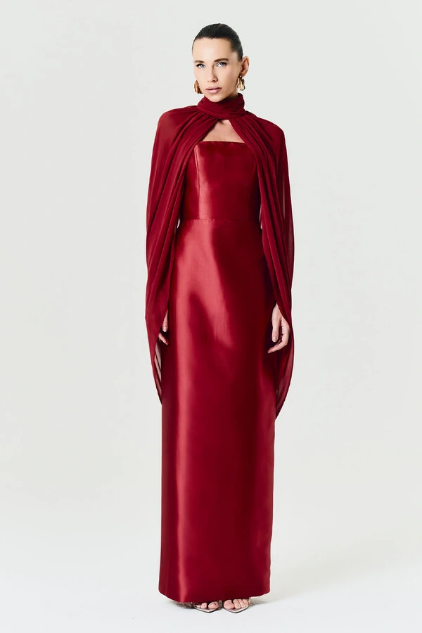 Vestido Alba Longo Com Capa Sophie