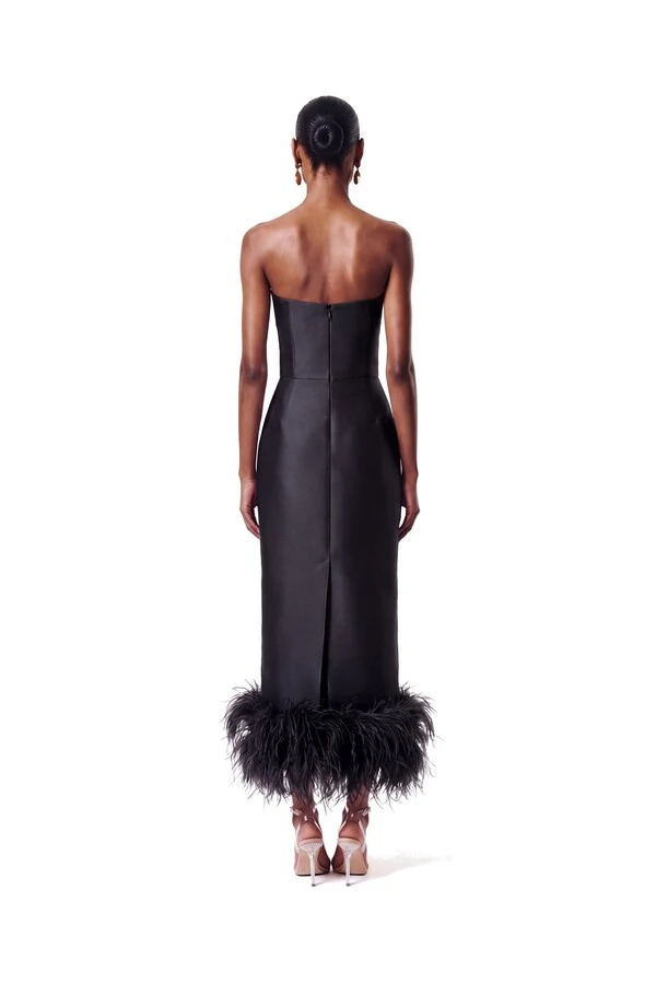 Vestido New Alba Midi Plumas Barra