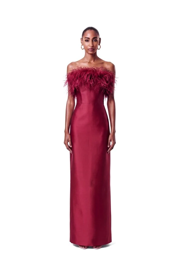 Vestido New Alba Longo Plumas Top
