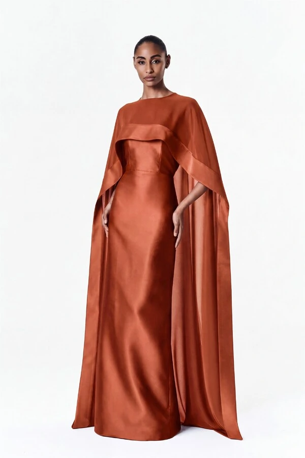 Vestido Alba Longo Com Capa Catarina Longa
