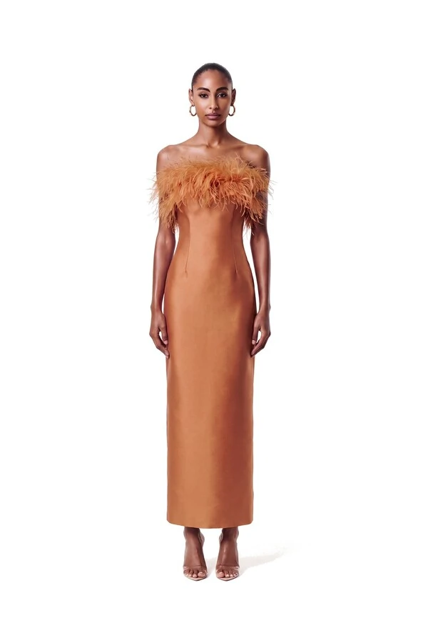 Vestido New Alba Midi Plumas Top