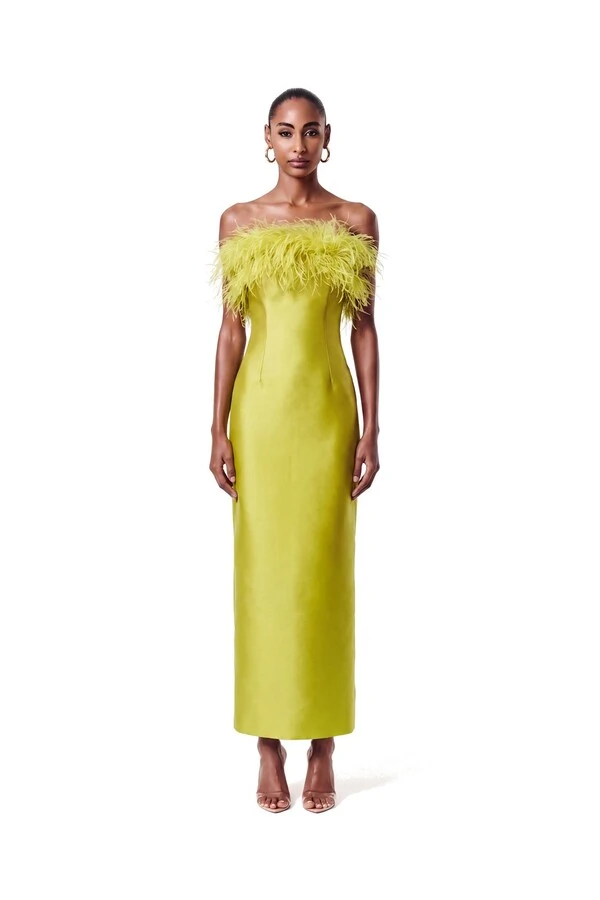Vestido New Alba Midi Plumas Top