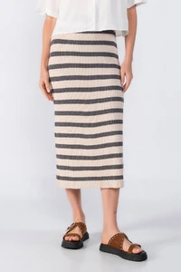 Saia midi tricot listrada