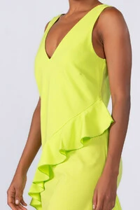 Vestido midi crepe com babados