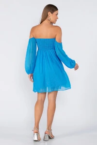 Vestido curto ciganinha manga longa