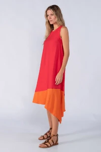 Vestido midi bicolor trapezio