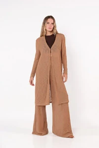 Cardigan longo tricot mesclado