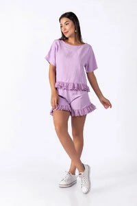 Conjunto viscose com babado em laise