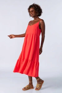 Vestido midi amplo com alcas