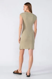 Vestido curto canelado manga japonesa