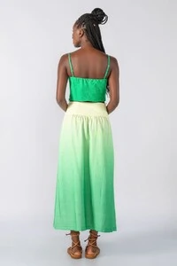 Saia midi com bolsos linho degrade