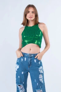 Cropped ilhos com ziper