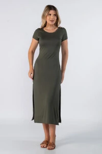 Vestido longo de malha fina