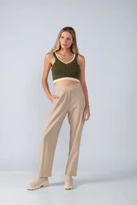 Cropped em tricot bicolor