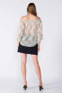 blusa bata chiffon ombro a ombro